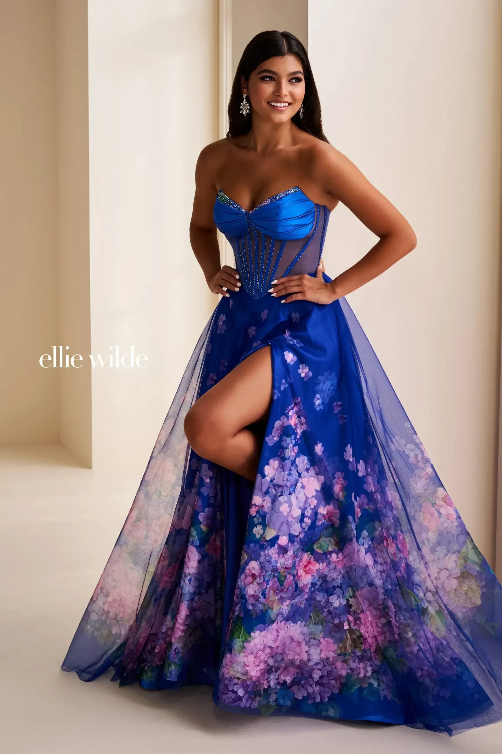 Model wearing a bridesmaids dress