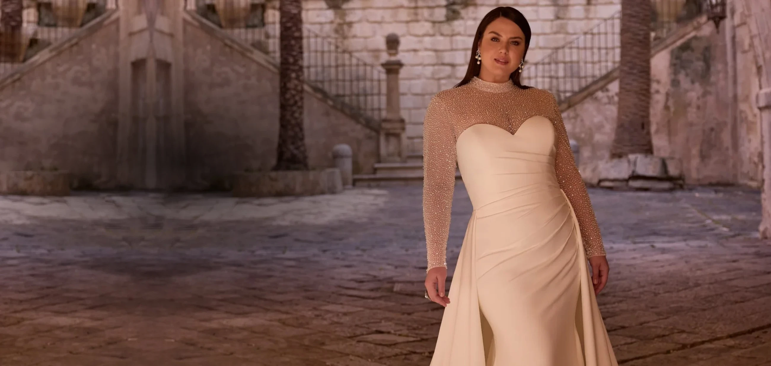 Model wearing Ronal Joyce bridal Dress, desktop banner